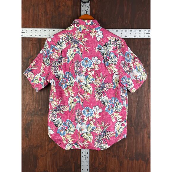 Tommy Bahama Faded Flora Floral Hawaiian Vacation Button Down Shirt Pink Mens XS - Picture 9 of 9